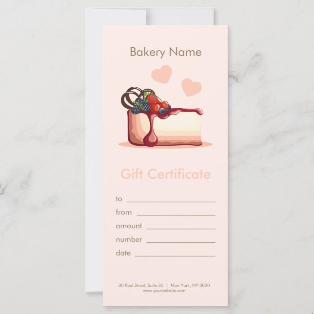 Custom Bakery Gift Certificate  (Anverso)