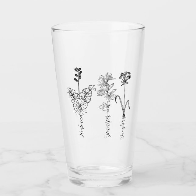 Custom birthflower Engrave name family (Anverso)