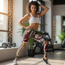 Custom Black Photo Collage Leggings with Text