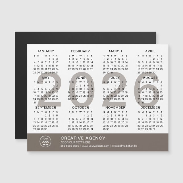 Custom Business 2026 Magnetic Calendar (Anverso/Reverso)