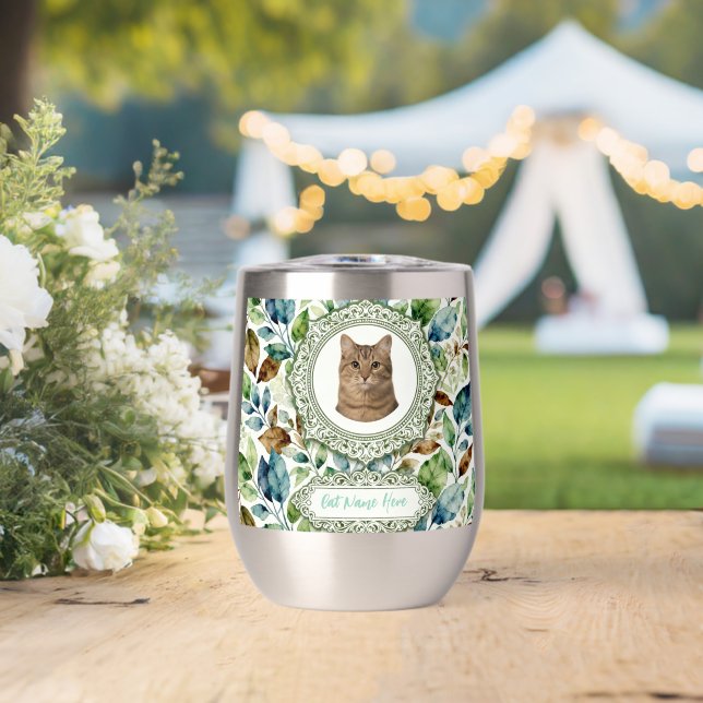 Custom Cat Photo & Name Tumbler (Boda (girada))