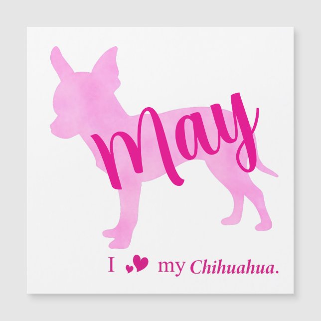 Custom Chihuahua Magnet Pastel Pink Silhouette (Anverso)