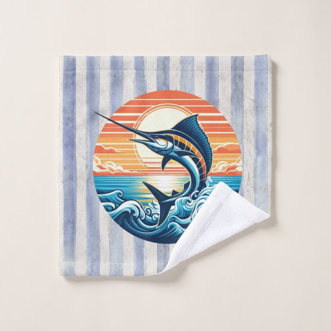 Custom Coastal/nautical/beach marlin sunset (Toallita)