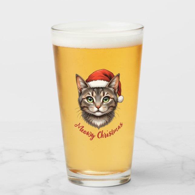 Custom Cute Festive Christmas Cat with Santa Hat (Anverso (lleno))