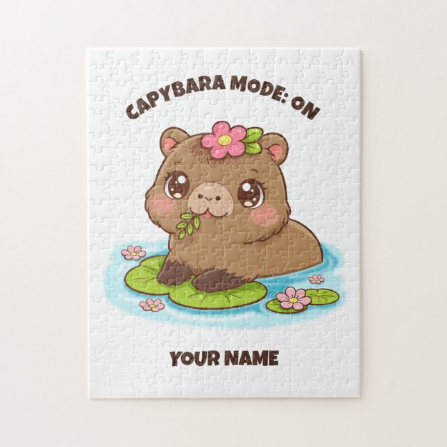 Custom Cute Kawaii Capybara Mode Jigsaw Puzzle (Vertical)