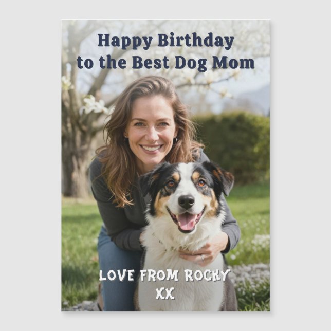 Custom Dog Mom Birthday Photo Magnetic Card (Anverso)