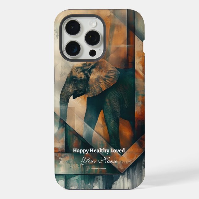 Custom : Elefante Abstracto Funda para iPhone 15 P (Reverso )