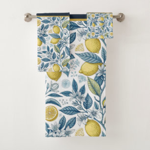 Custom Elegant Mediterranean Lemon Botanical Navy