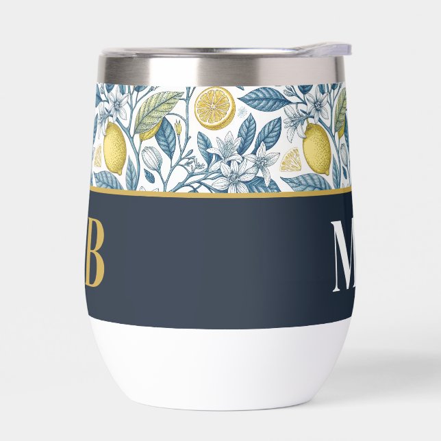 Custom Elegant Mediterranean Lemon Botanical Navy (Izquierdo)