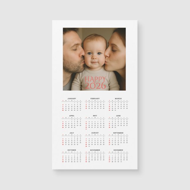 Custom Family Photo 2026 Magnetic Calendar (Anverso)