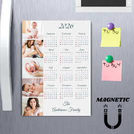 Custom Family Photo Collage 2026 Calendar Magnet
