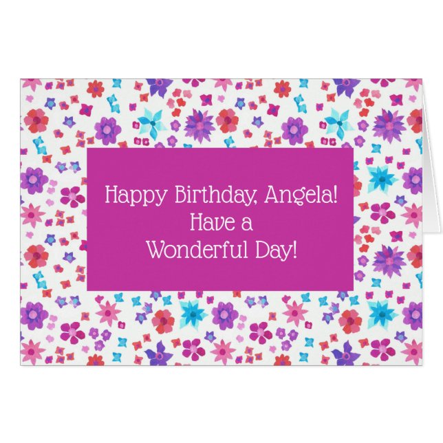 Custom Front Pretty Ditsy Floral Birthday (Anverso (Horizontal))