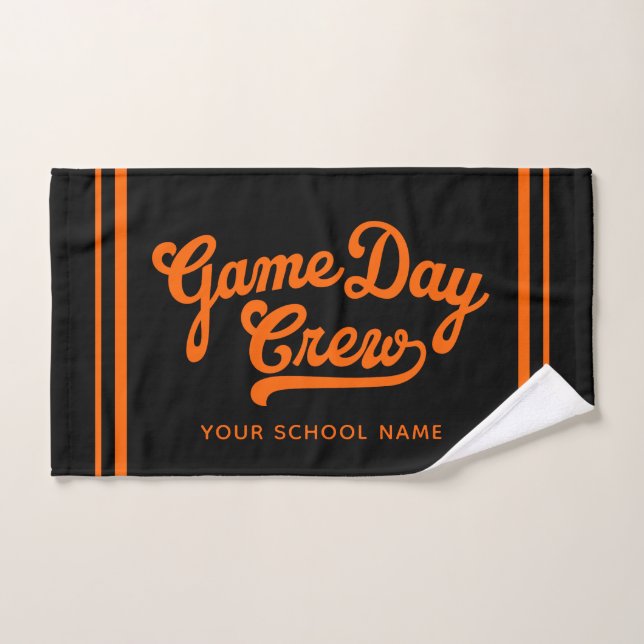 Custom Game Day Crew Team Spirit Black Orange (Toalla de mano)