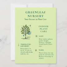 Custom Greenleaf Nursery plant care instruction