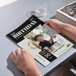 Custom Happy Birthday Photo Magazine Cover Card<br><div class="desc">Celebrate a special birthday in a unique and unforgettable way with our Custom Birthday Photo Magazine Cover Card. This creative and editable design mimics a real magazine cover, allowing you to upload a personal photo and fully customize the headlines and inside message for the guest of honor. Whether you're celebrating...</div>