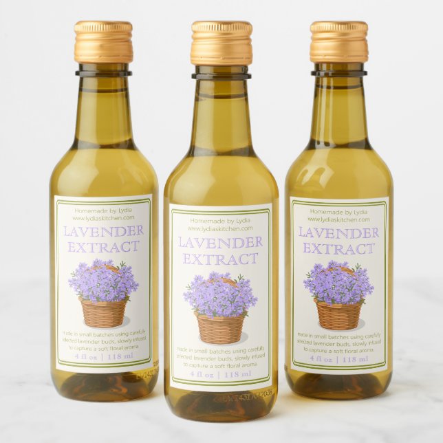 Custom Homemade Lavender Extract Label (Botellas)