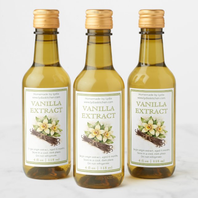 Custom Homemade Vanilla Extract Label (Botellas)