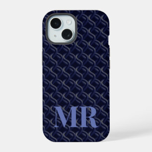 Custom Initial Large Modern Blue Lattice Rubber