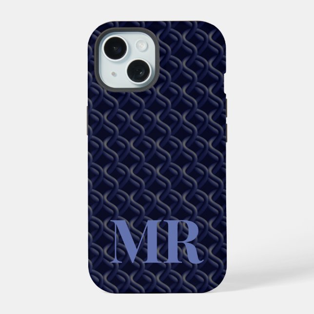 Custom Initial Large Modern Blue Lattice Rubber (Reverso )