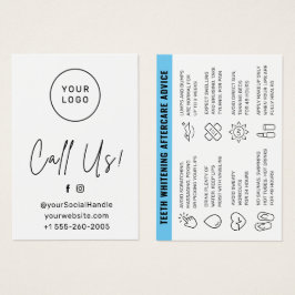 Custom Logo Any Color Teeth Whitening Care Card