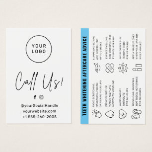 Custom Logo Any Color Teeth Whitening Care Card