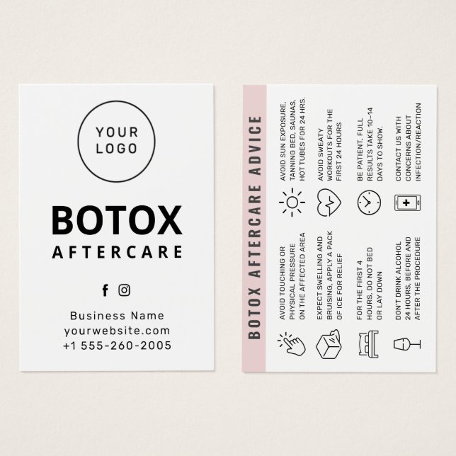 Custom Logo  Injection Aftercare Instruction Card (Anverso y reverso)