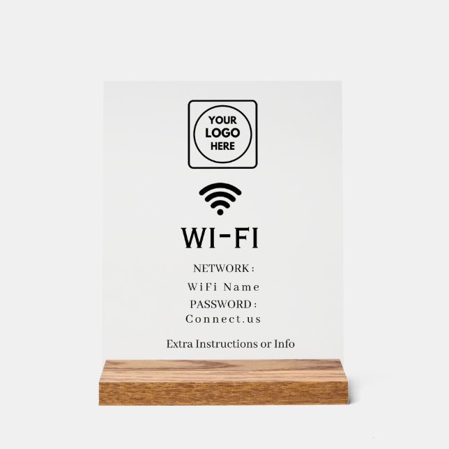 Custom Logo Wi-Fi Network Password Display Sign (Anverso)
