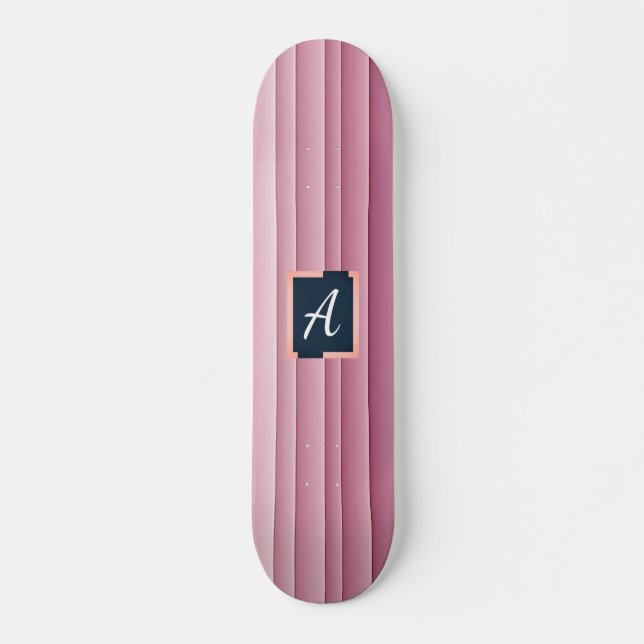 Custom Monogram Pink Gradient Vertical Skateboard (Anverso )