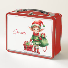 Custom Name Christmas elf with a sack of gifts