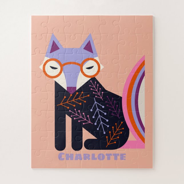 Custom Name Fox Puzzle for Kids  (Vertical)