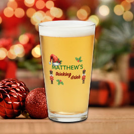 Custom Name Funny Thinking Drink Christmas Hat