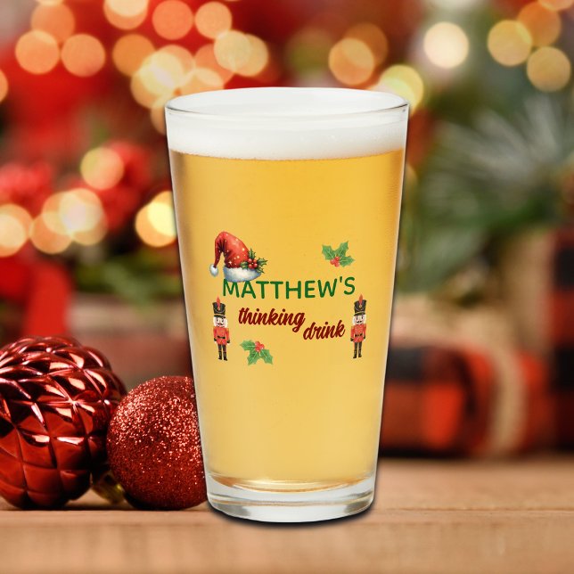 Custom Name Funny Thinking Drink Christmas Hat (Subido por el creador)