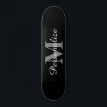 Custom name monogram elegant skateboard deck<br><div class="desc">Custom name monogram skateboard deck. Personalizable with name or slogan. Cool Birthday gift idea for teen kids. Add your own initial letter and surname. Elegant typography template. Unique sports presents for boy, girl, son, grandson, daughter, granddaughter, teenager, friend, nephew, cousin etc. Black and white or custom background color. Add your...</div>