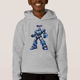 Custom Name Robot Kids Birthday Hoodie Gift