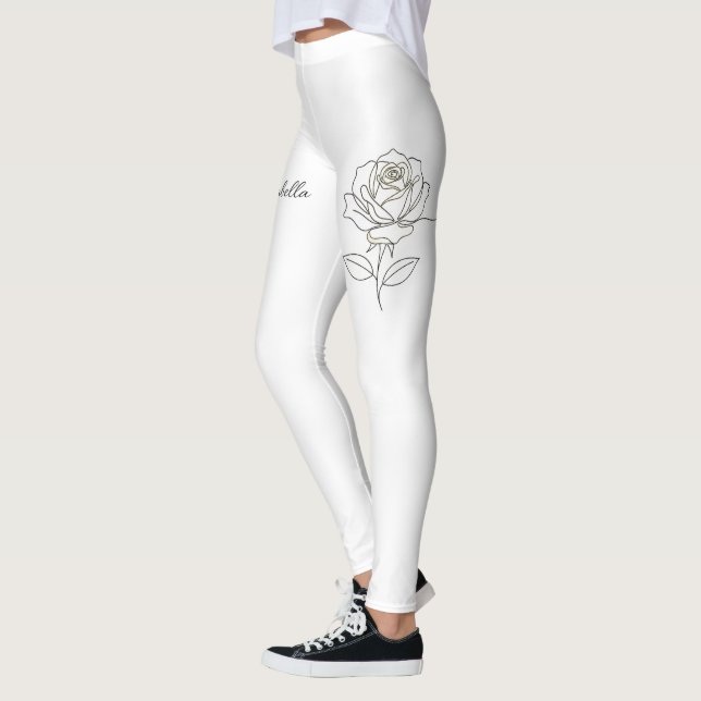 Custom Name Rose Floral Leggings - Personalized Is (Izquierda)