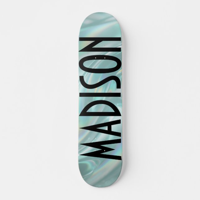 Custom Name Teal Opal Skateboard (Anverso )
