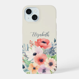 Custom Name Watercolor Floral Anemone