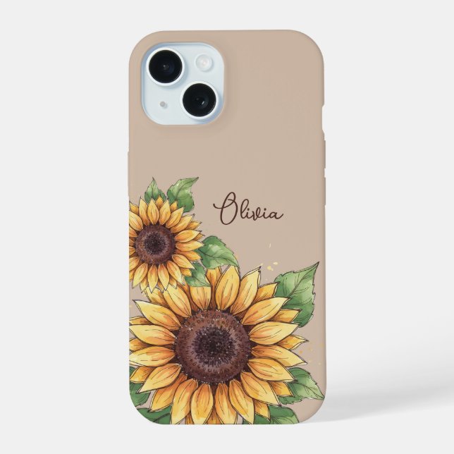 Custom Name Watercolor Sunflower Rustic (Reverso )