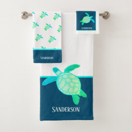 Custom Nautical Coastal Sea Turtle Aqua Teal Blue