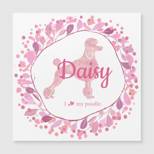 Custom Pastel Pink Poodle Silhouette  Magnet (Anverso)