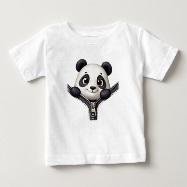 Custom Peeking Panda Zipper Cute Animal Baby Top (Anverso)