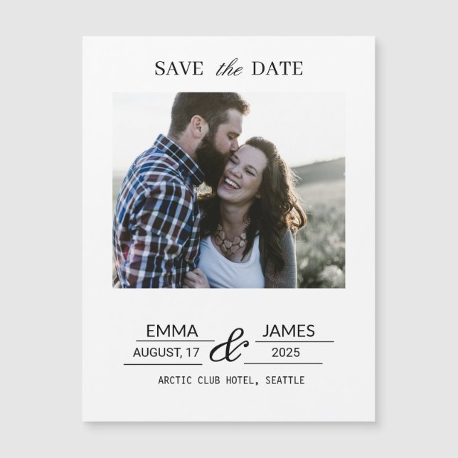 Custom Photo Engagement Save the Date magnet (Anverso)