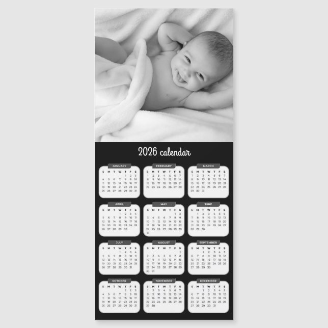 Custom Photo Magnet 2026 Calendar Card (Anverso)