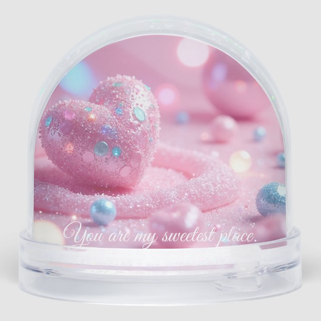 💖Custom Pink Heart Snow Globe –Romantic Gift Idea (Reverso)