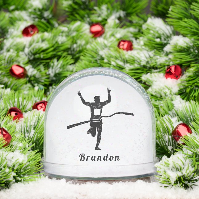 Custom Runner Finish Line Snow Globe Gift (Navidad)