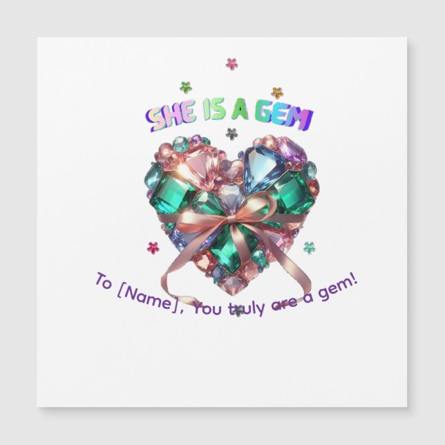 Custom She Is A Gem Heart Gemstone Gift (Anverso)
