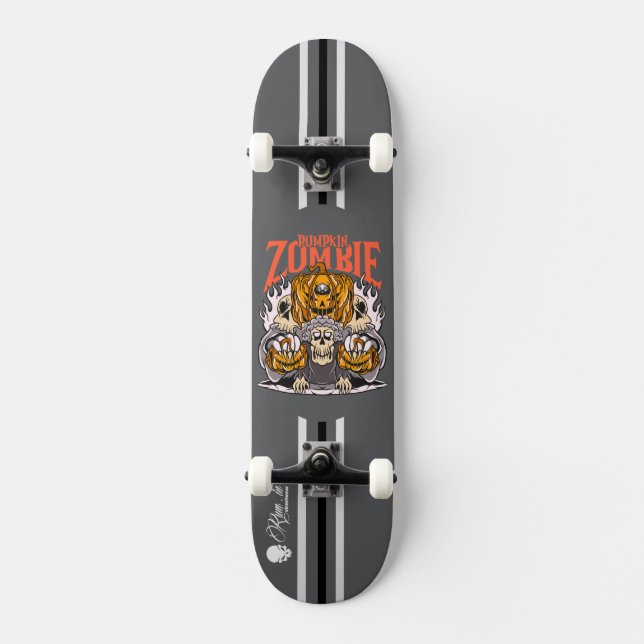 Custom Skateboard Deck - "Pumpkin Zombie"  (Anverso)