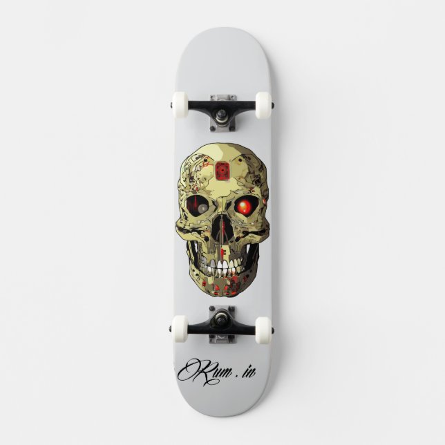 Custom Skateboard Deck - "Skull Cyborg"  (Anverso)