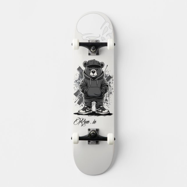 Custom Skateboard Deck - "Street Bear" (Anverso)