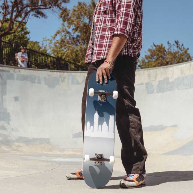 Custom  Skateboard with City Skyline Design (Exterior 2)